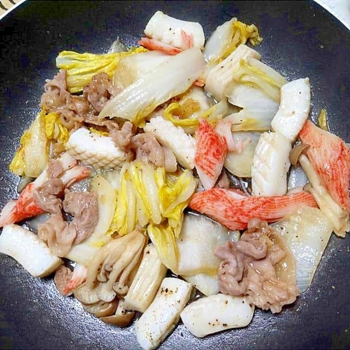 イカと豚肉と白菜の中華炒め